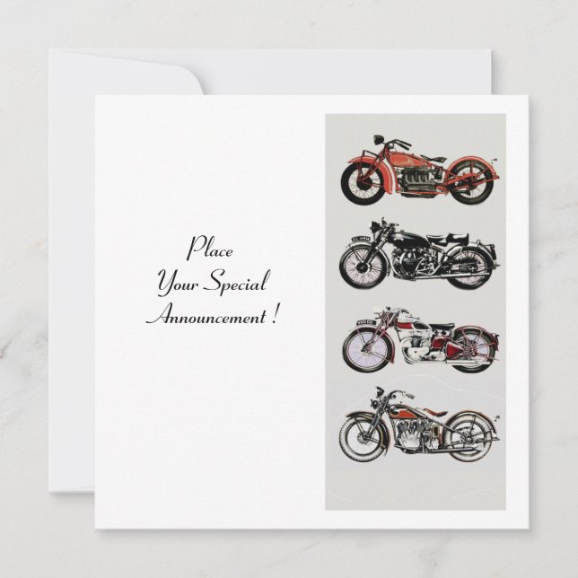 Invitation RETRO MOTORCYCLES PARTY Red Black White Champagne (Devant)
