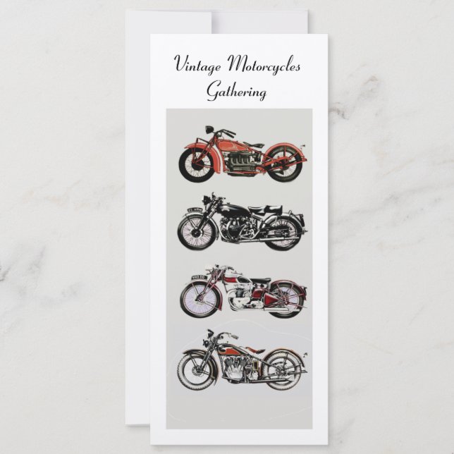 Invitation RETRO MOTORCYCLES PARTY Red Black White Champagne (Devant)