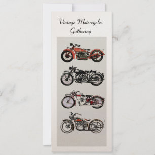 Invitation RETRO MOTORCYCLES PARTY Red Black White Champagne