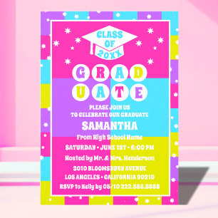 Invitation Retro Neon Graduation Party