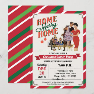 Invitation Rétro Noël fête ménage maison douce
