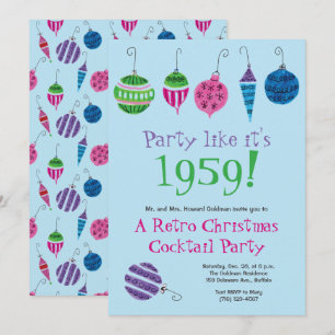 Invitation Retro Noël Illustré à la main Cocktail Party