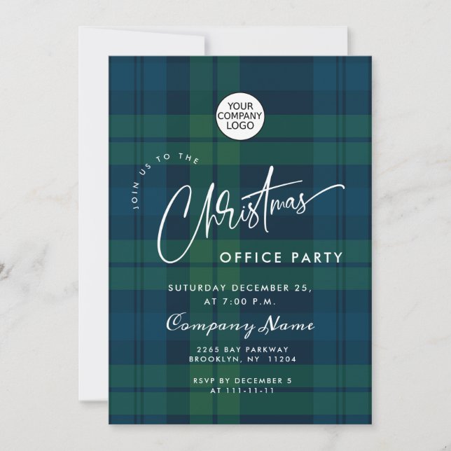 Invitation Retro Noël Plaid Entreprise Fête (Devant)