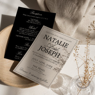 Invitation Rétro Noir Crème Vieille Fortune Tout En Un Mariag