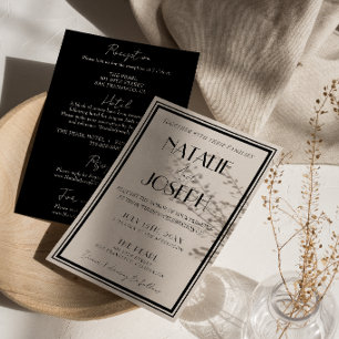 Invitation Rétro Noir Ivoire Vieille Argent Tout En Un Mariag