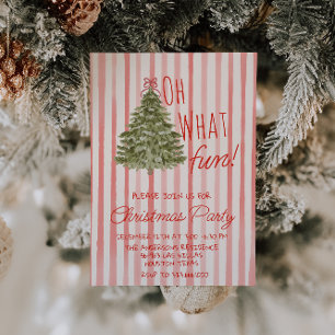 Invitation Retro Oh Quel Amusant Aquarelle Noël Arbre fête