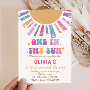 Invitation Retro One In The Sun Sunshine 1st Girl Birthday