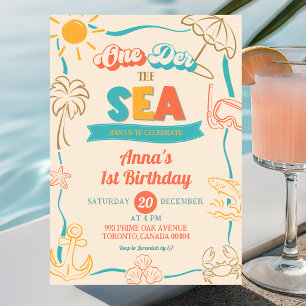 Invitation Retro Oneder la mer Premier Anniversaire