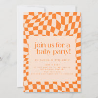 Retro Orange Abstrait Checkerboard Baby