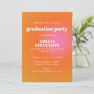 Invitation Retro Orange Rose Gradient Parti de Graduation uni