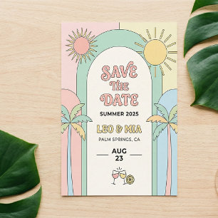 Invitation Retro Palm Springs Enregistrez la Date   Groovy 