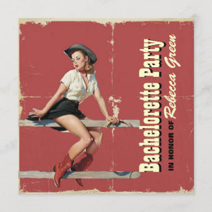 Invitation rétro partie de bachelorette de pays occidental de