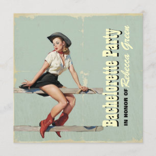 Invitation rétro partie de bachelorette de pays occidental de