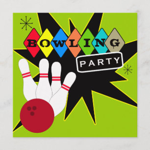 Invitation Rétro partie de bowling