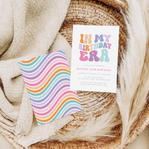Invitation Retro pastel coloré époque d'anniversaire moderne
