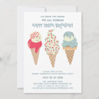 Retro Patriotic Ice Cream Cone 100e anniversaire