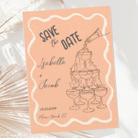 Retro Peach Wavy Champagne Tower Enregistrer la da