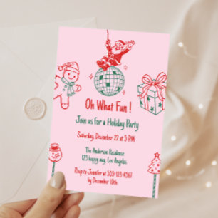 Invitation Retro Père Noël “Oh Quelle Joie” Fête de Noël de V