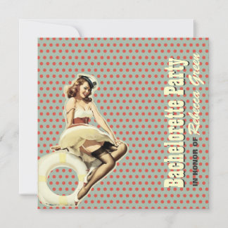 Invitation rétro pin up fille marin fête de bachelorette