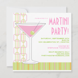 Invitation Retro Pink Martini Cocktail Party