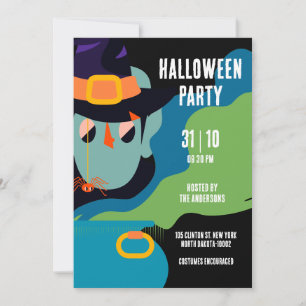 Invitation Retro Pop Black Halloween Costume Vintage fête