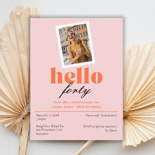 Invitation rétro pour les 40 ans de Peach "Hello f