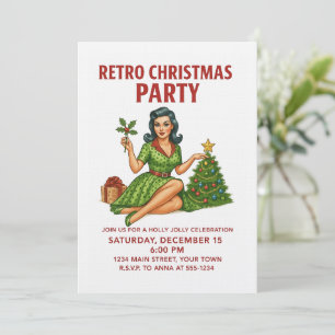Invitation rétro pour soirée de Noël Pin-Up vint