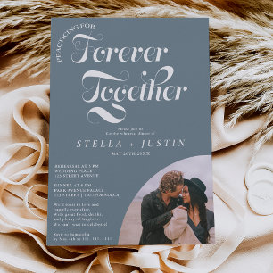 Invitation retro pour toujours photo bleu poussiéreux dîner d