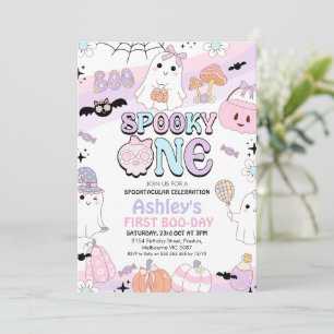 Invitation Retro Purple Girls Éffrayant Halloween 1er anniver