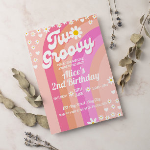 Invitation Retro Rainbow Deux Super 2e anniversaire