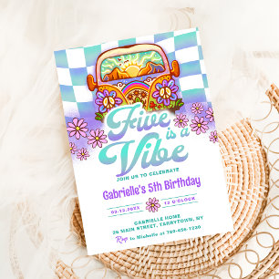 Invitation Retro Rainbow FIVE est un Vibe Super 5e anniversai