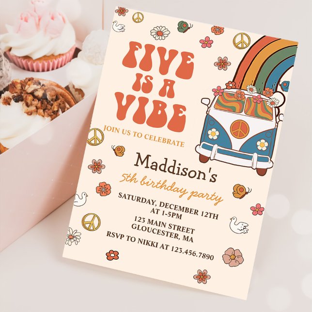 Invitation Retro Rainbow Five est un Vibe Super 5e anniversai (Créateur téléchargé)