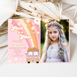 Invitation Retro Rainbow Five est un Vibe Super 5e anniversai