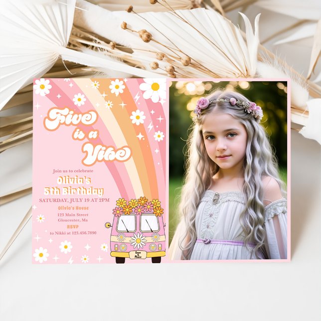 Invitation Retro Rainbow Five est un Vibe Super 5e anniversai (Créateur téléchargé)