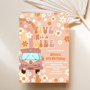 Invitation Retro Rainbow Five est un Vibe Super 5e anniversai