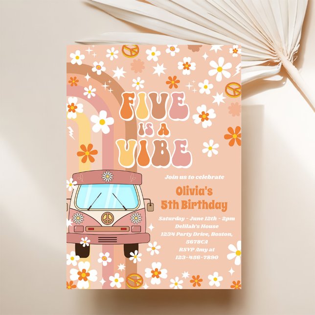 Invitation Retro Rainbow Five est un Vibe Super 5e anniversai (Créateur téléchargé)