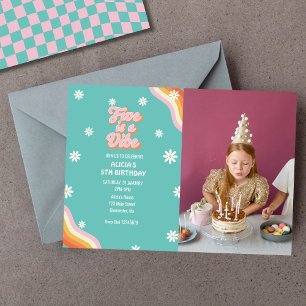 Invitation Retro Rainbow FIVE est un Vibe Super 5e anniversai