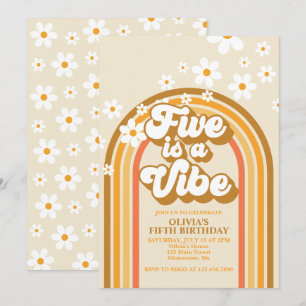 Invitation Retro Rainbow FIVE est une ambiance Groovy 5e anni