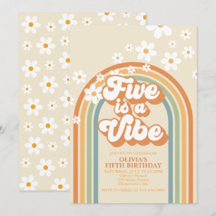 Invitation Retro Rainbow FIVE est une ambiance Groovy 5e anni