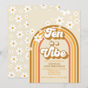 Invitation Retro Rainbow Ten est une ambiance Groovy 10e anni
