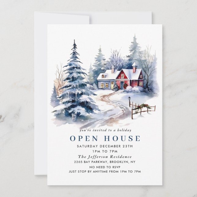 Invitation Retro Red Farm Grange Noël Open House (Devant)