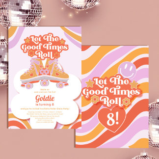 Invitation Retro Roller Patinage Anniversaire Fille laisser r