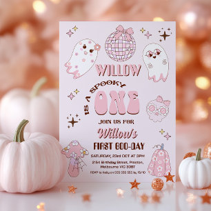 Invitation Retro rose Brown Halloween Éffrayant Un 1er annive