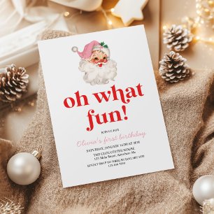 Invitation Retro rose Santa oh quelle fête d'anniversaire