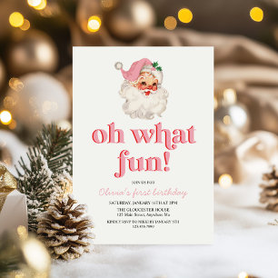 Invitation Retro rose Santa oh quelle fête d'anniversaire