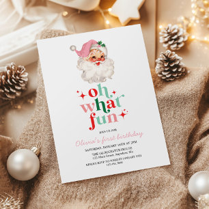 Invitation Retro rose Santa oh quelle fête d'anniversaire