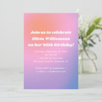 Retro rose violet dégradé 40e fête d'anniversaire