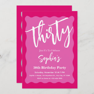 Invitation Retro Rose Wavy Curve Moderne 30e fête d'anniversa