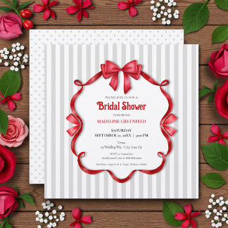 Invitation Retro Rouge, Gris & Blanc Mariage Enterrement de V