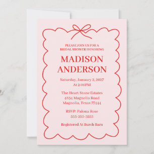 Invitation Retro Saint-Valentin Bridal Shower Rouge Rose